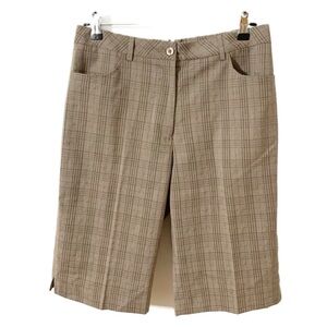 Monterey Club Plaid Bermuda Walking Shorts Flat Front Front and Back Pockets